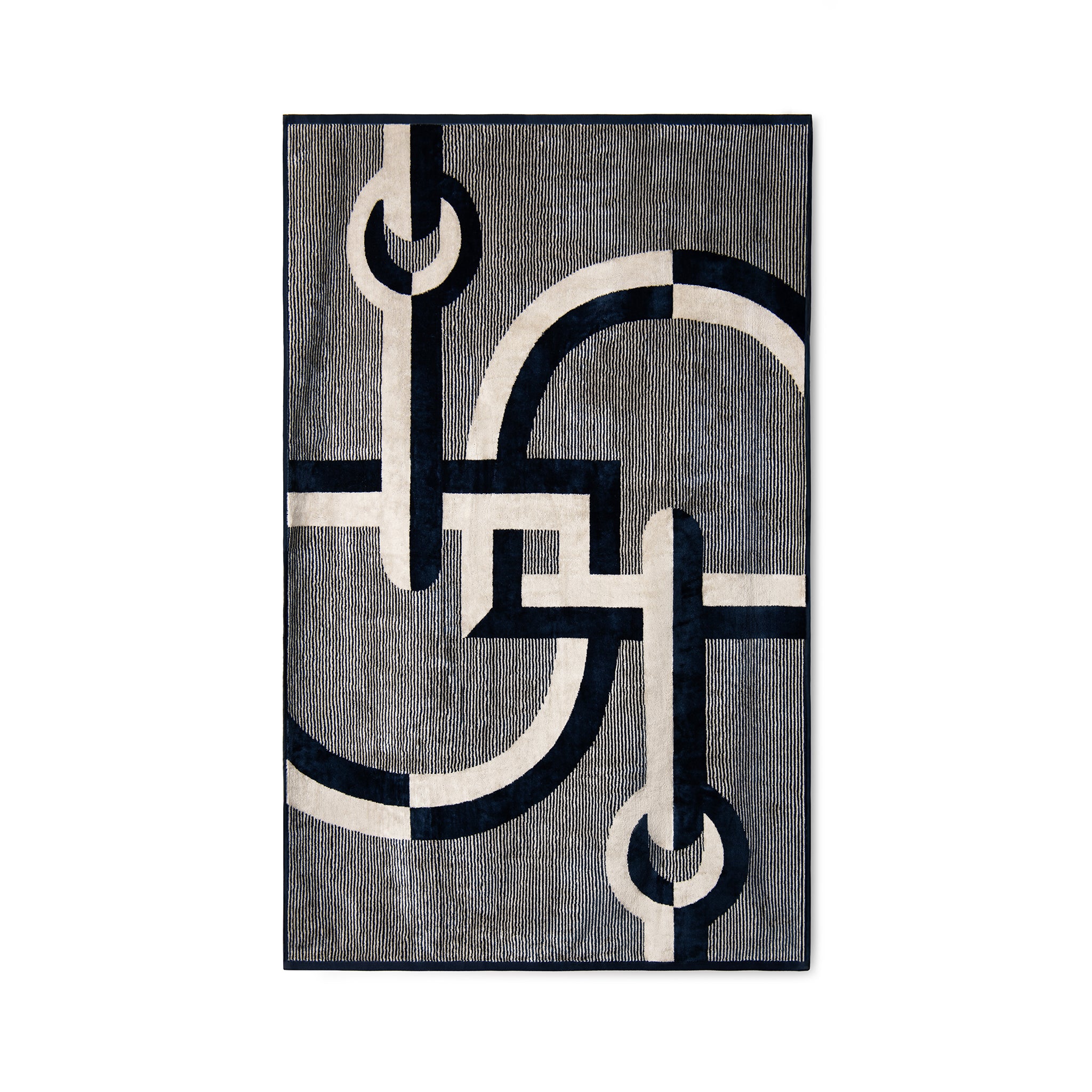 Velour Bath Towel Navy&Beige 90/150