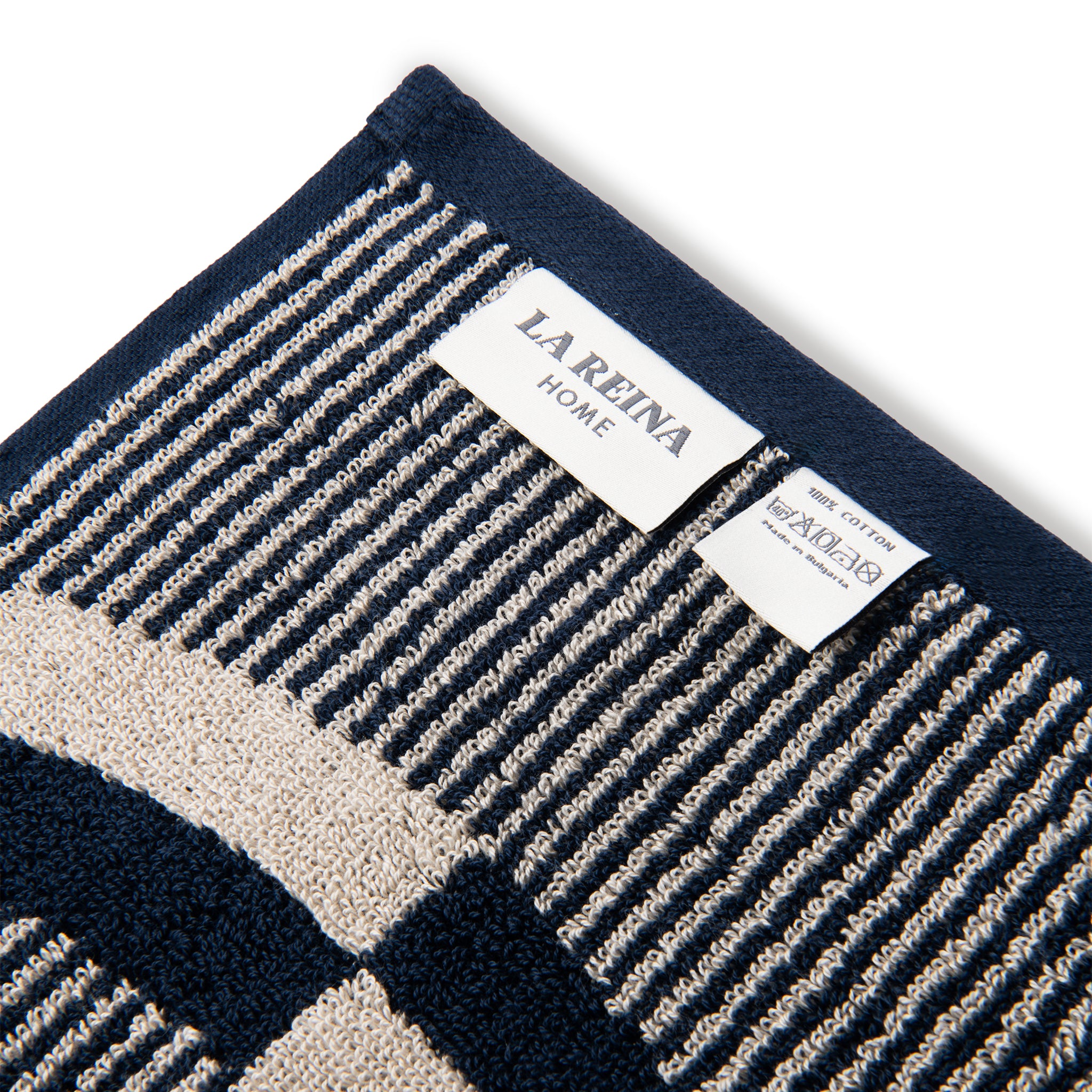 Velour Bath Towel Navy&Beige 90/150