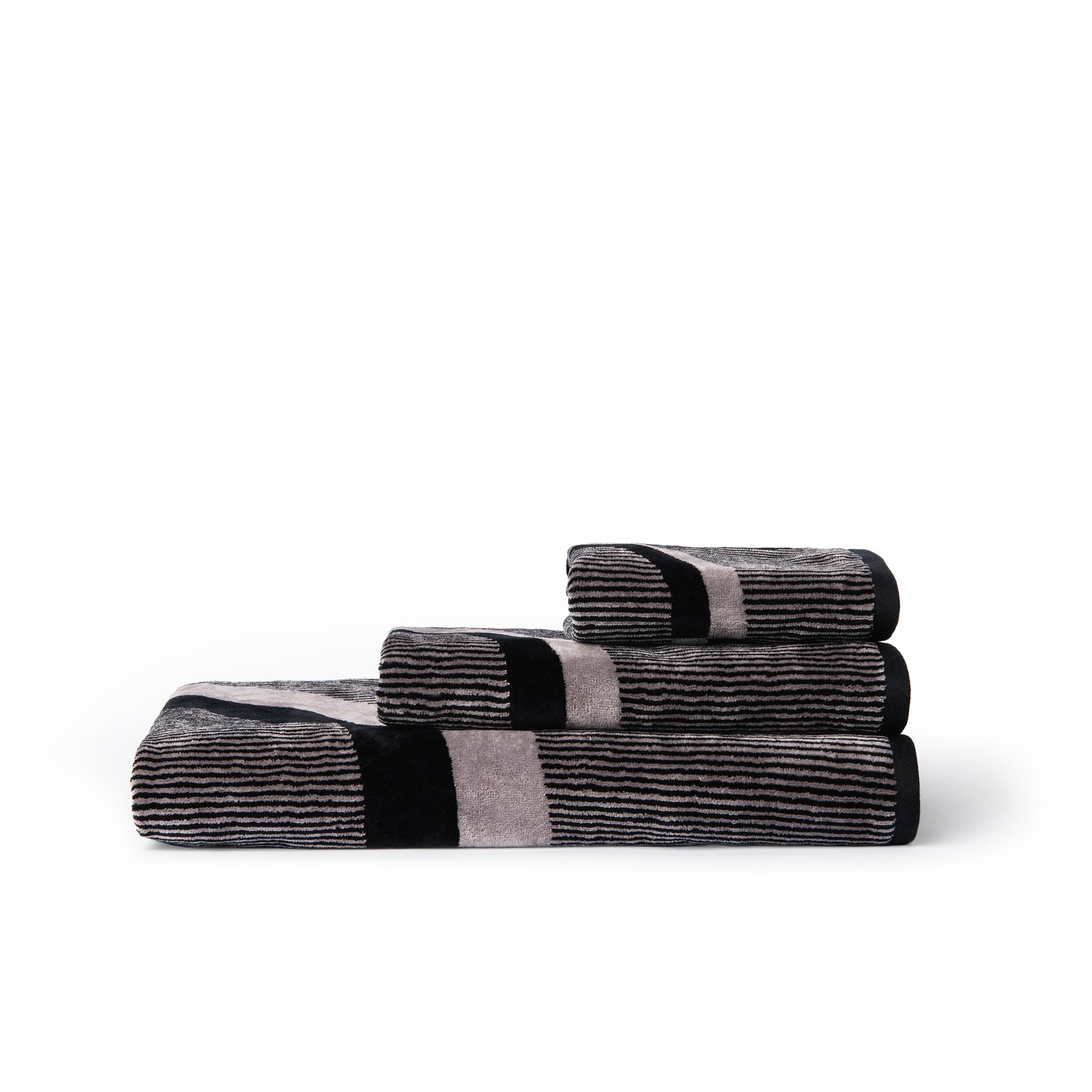 Velour Bath Towel Black&Grey 90/150