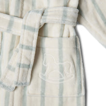 Velour Bathrobe Mint Stripe