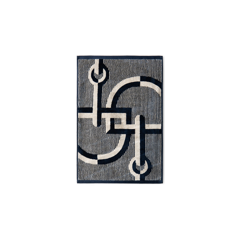 Velour Bath Towel Navy&Beige 40/60