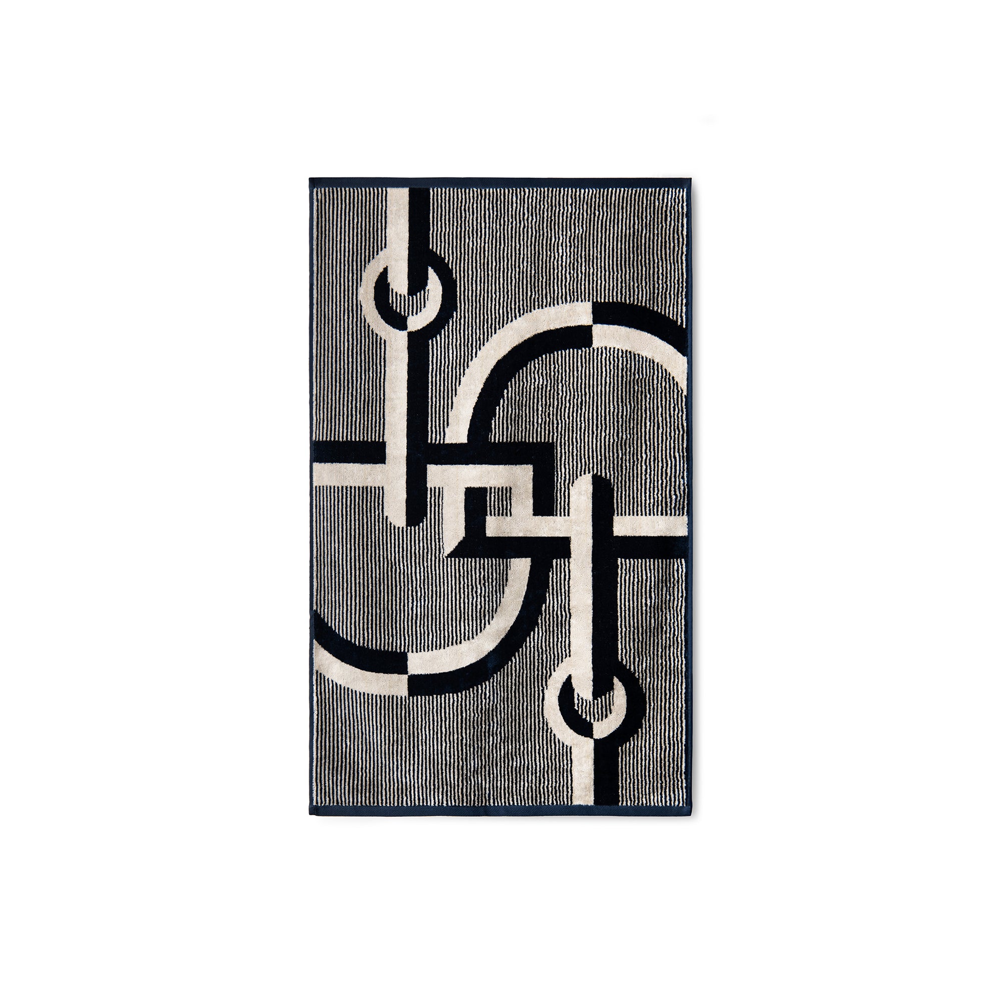 Velour Bath Towel Navy&Beige 60/100