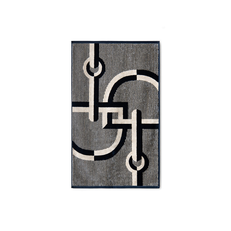 Velour Bath Towel Navy&Beige 60/100