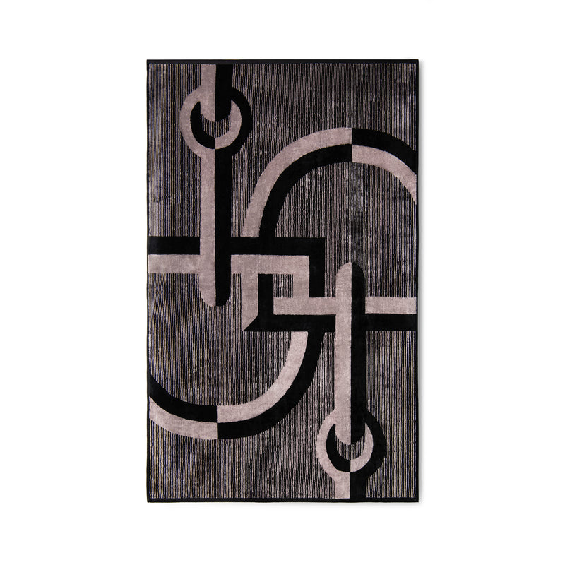 Velour Bath Towel Black&Grey 90/150