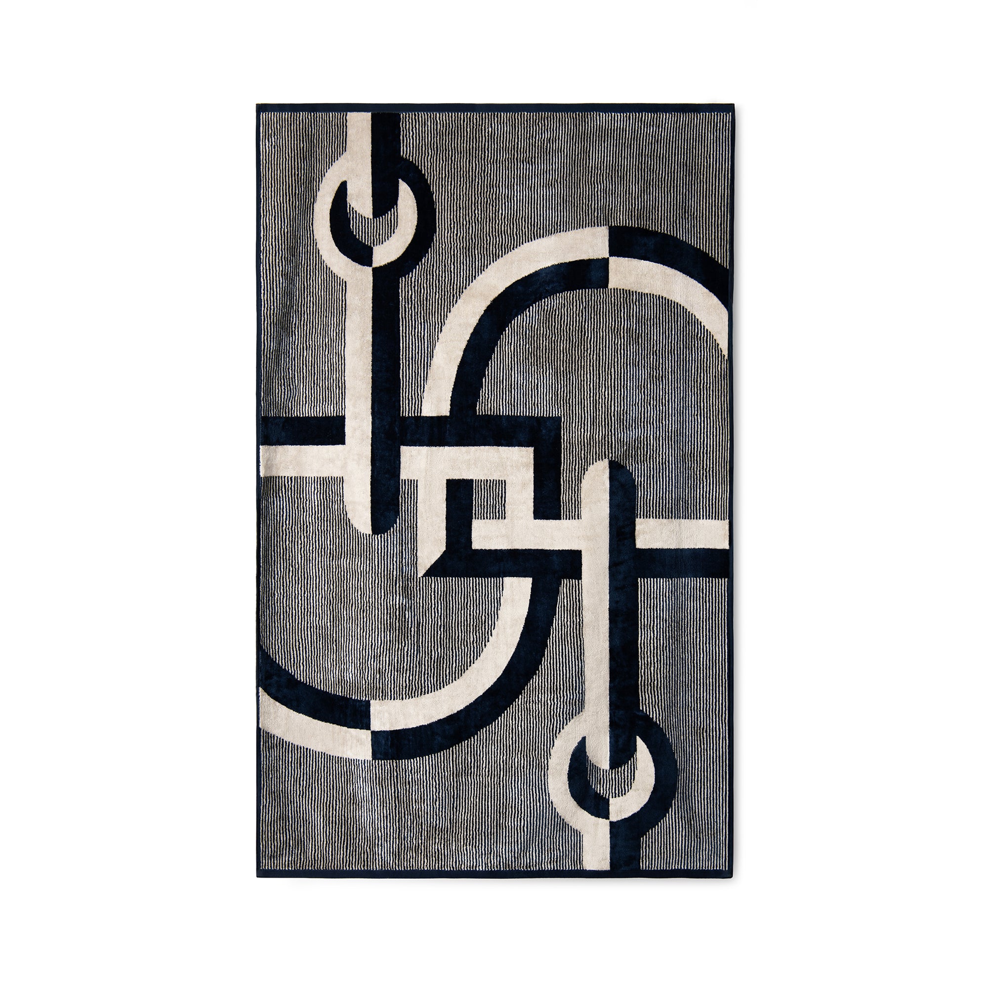 Velour Bath Towel Navy&Beige 90/150