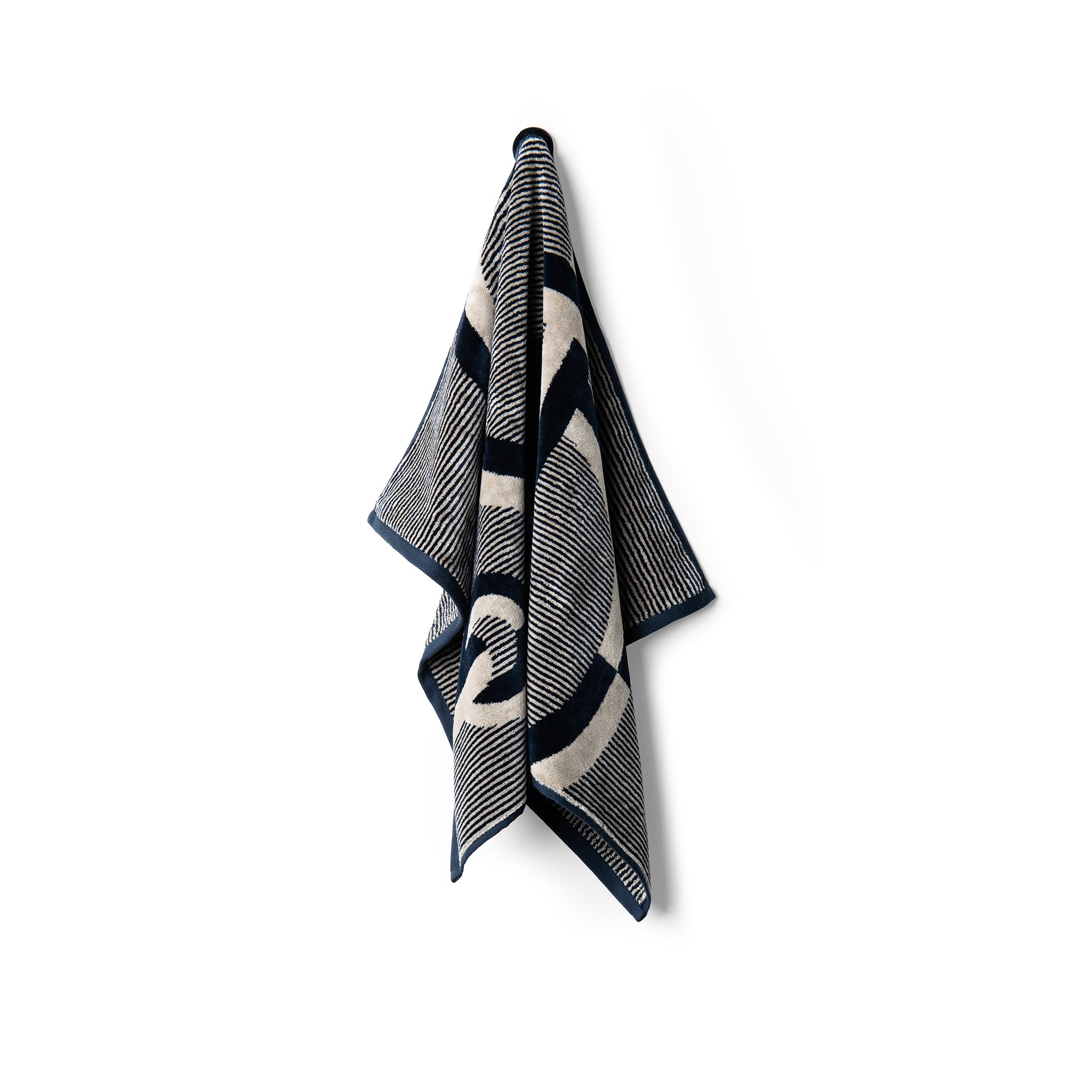 Velour Bath Towel Navy&Beige 60/100