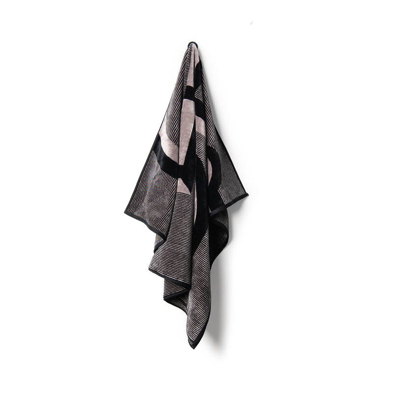 Velour Bath Towel Black&Grey 90/150