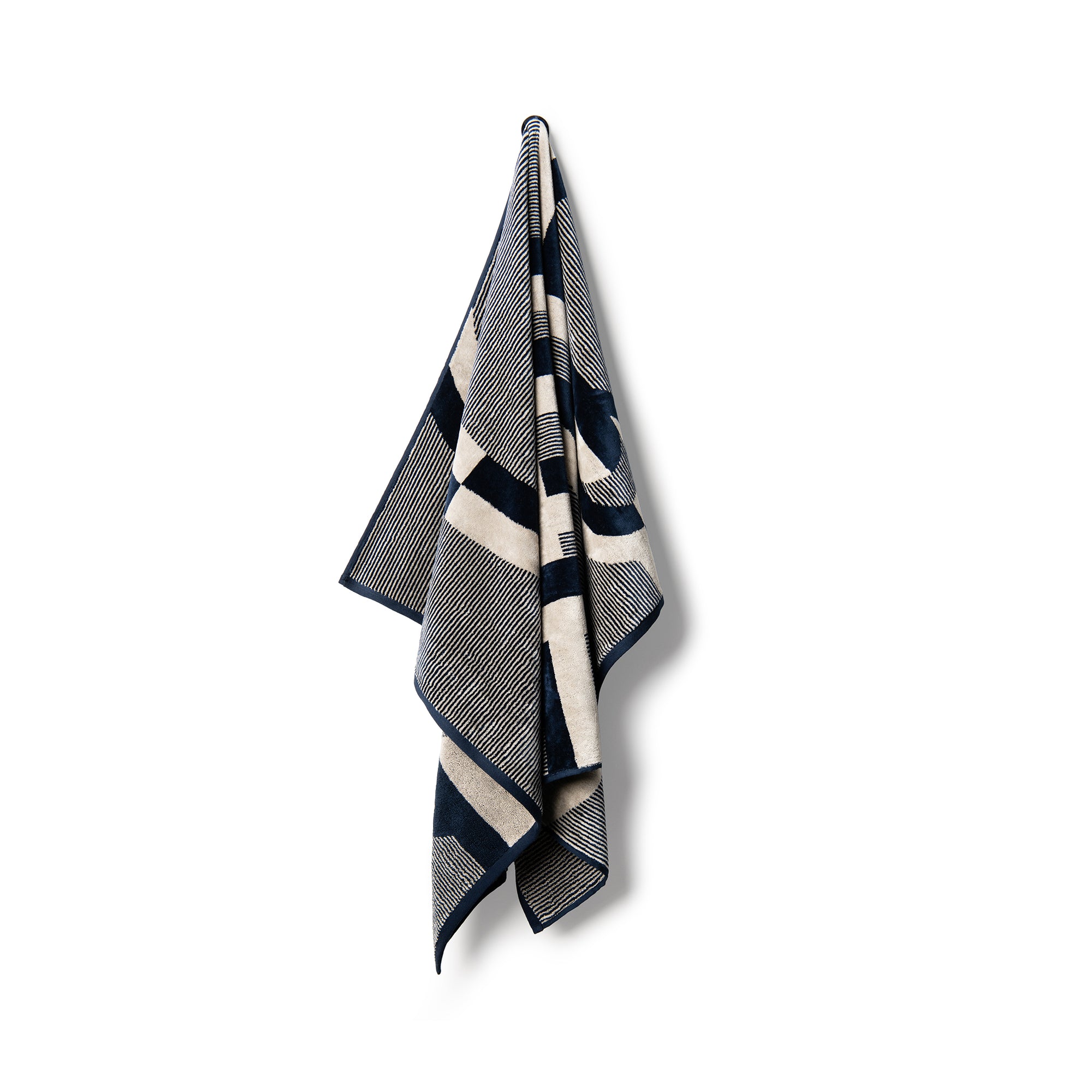 Velour Bath Towel Navy&Beige 90/150