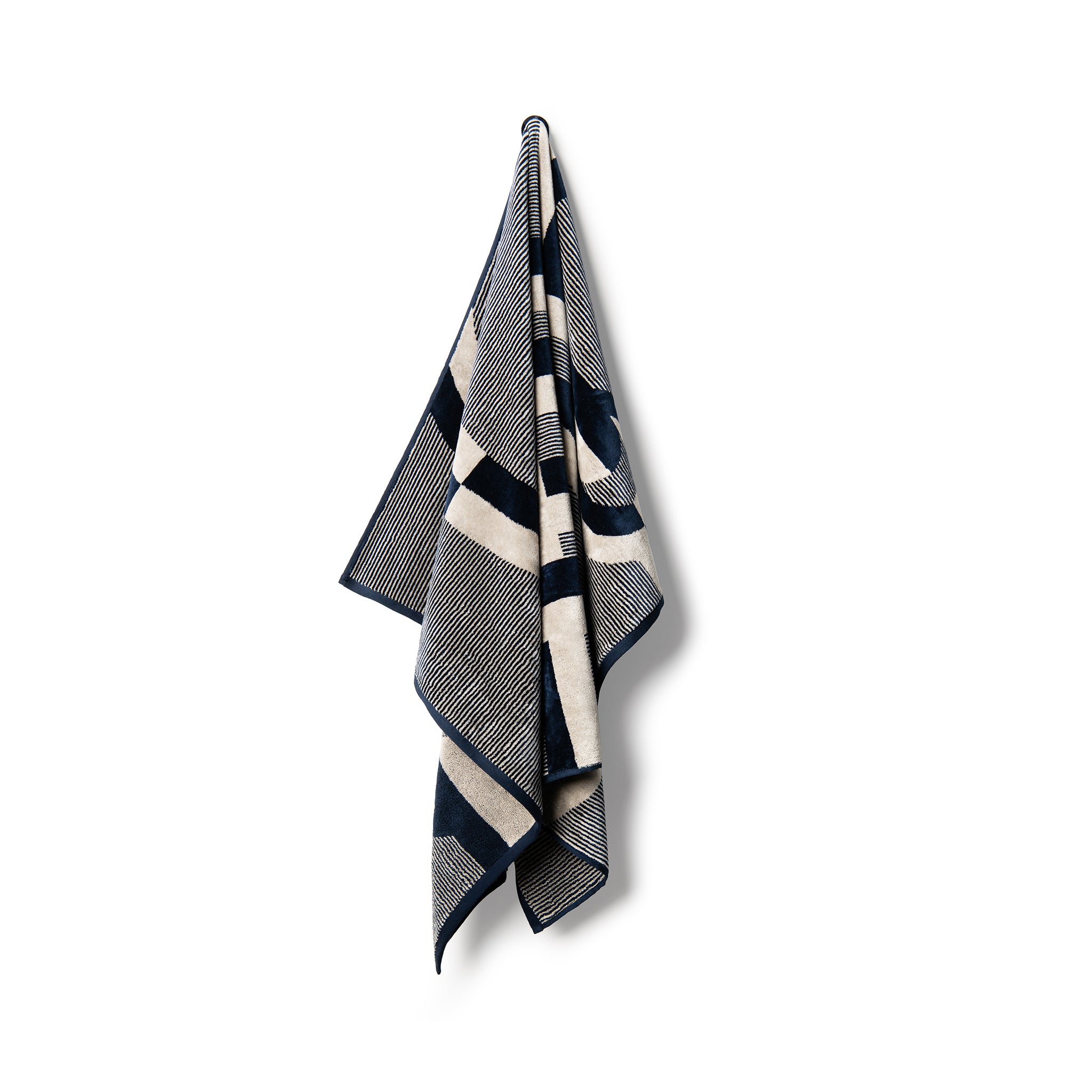 Velour Bath Towel Navy&Beige 90/150