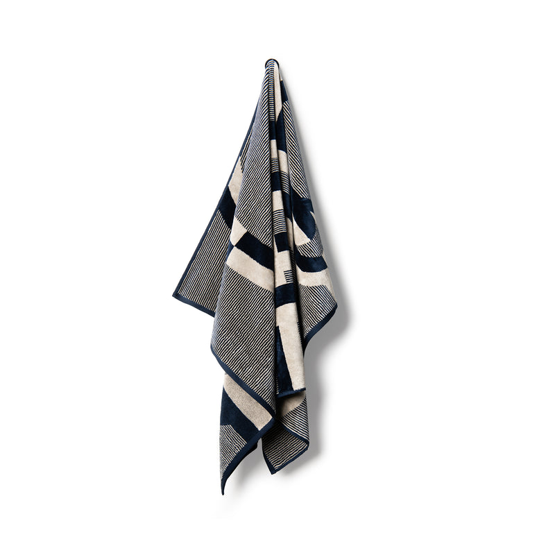 Velour Bath Towel Navy&Beige 90/150