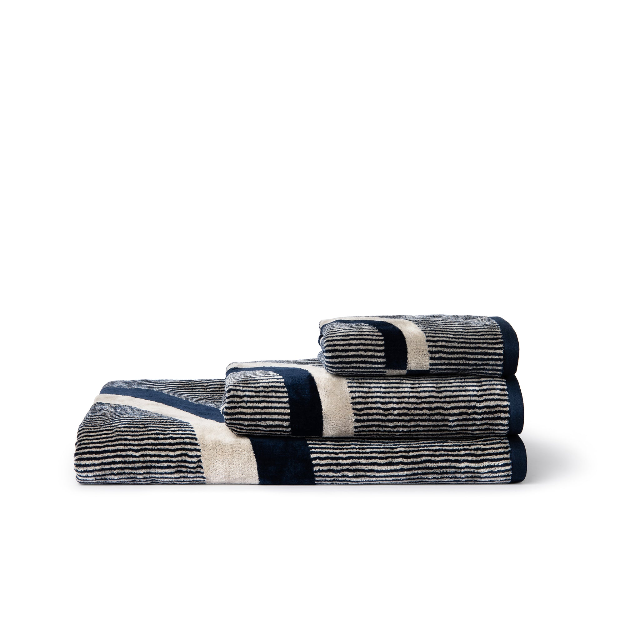 Velour Bath Towel Navy&Beige 40/60