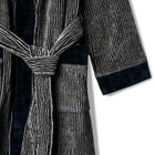 Velour Bathrobe Navy&Beige