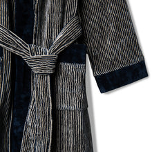 Velour Bathrobe Navy&Beige
