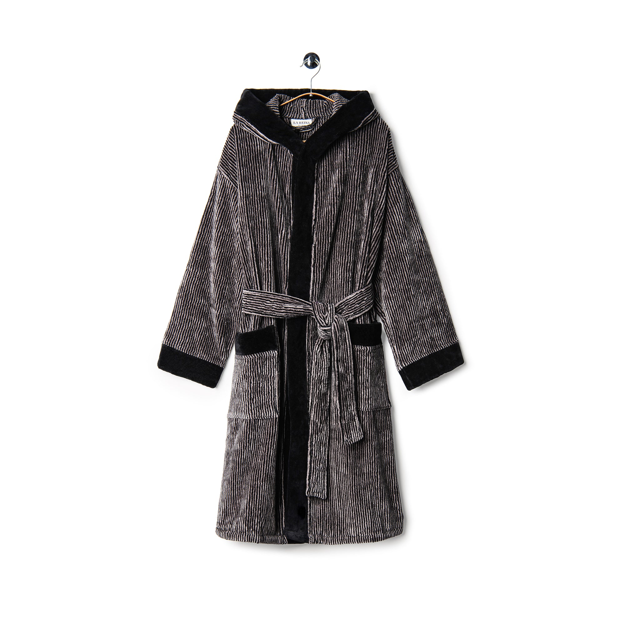 Velour Bathrobe Black&Grey