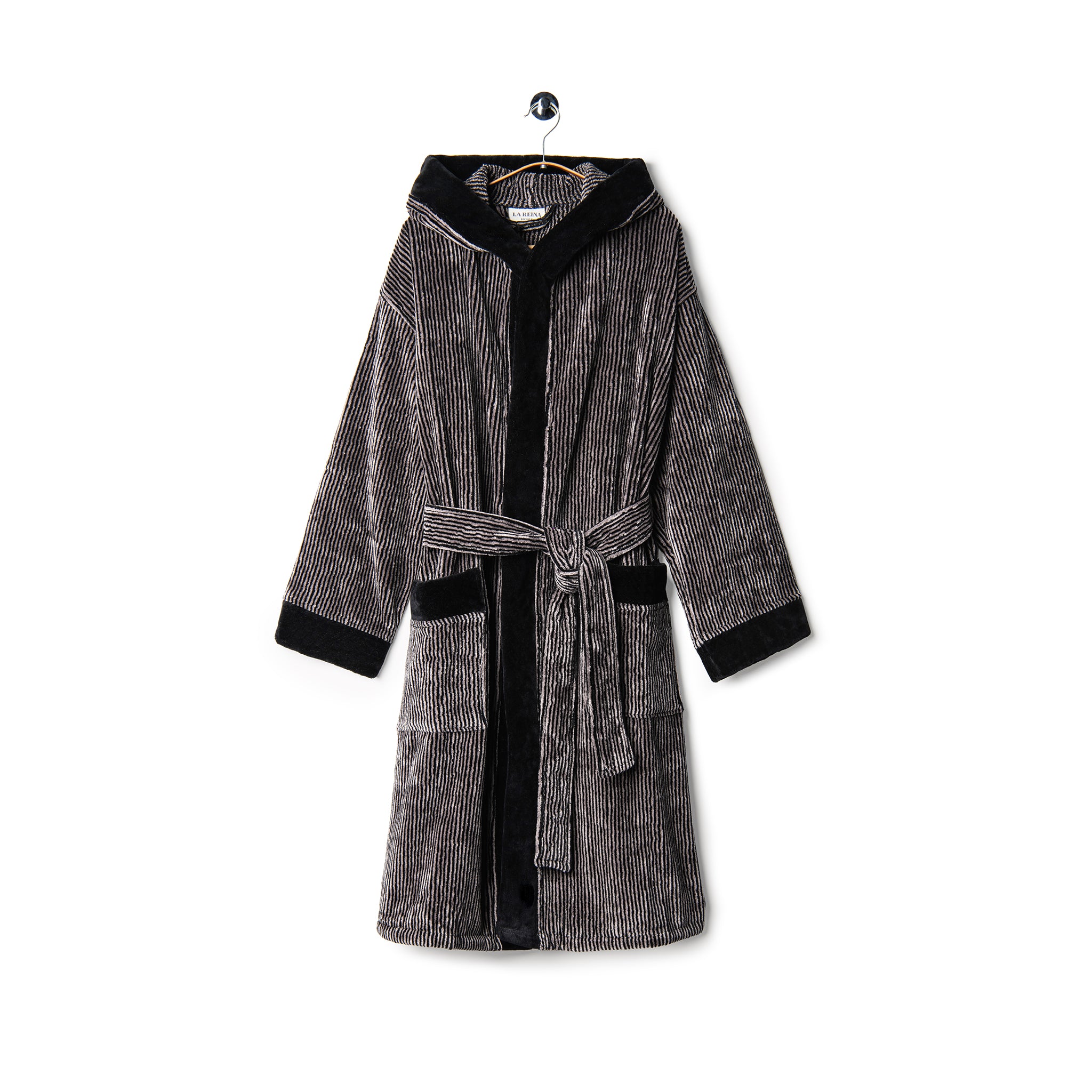 Velour Bathrobe Black&Grey