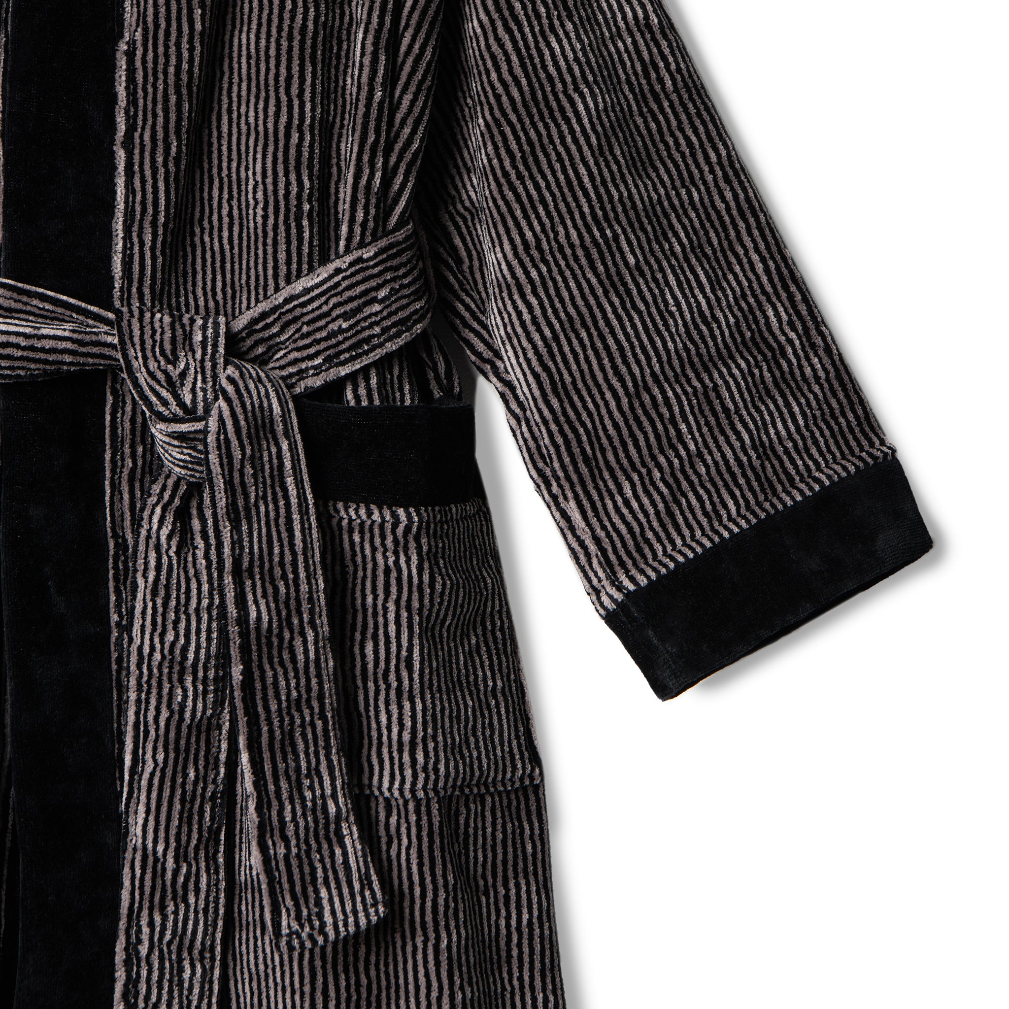 Velour Bathrobe Black&Grey