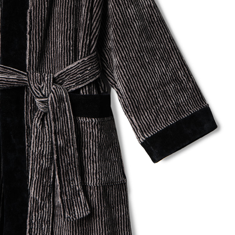 Velour Bathrobe Black&Grey