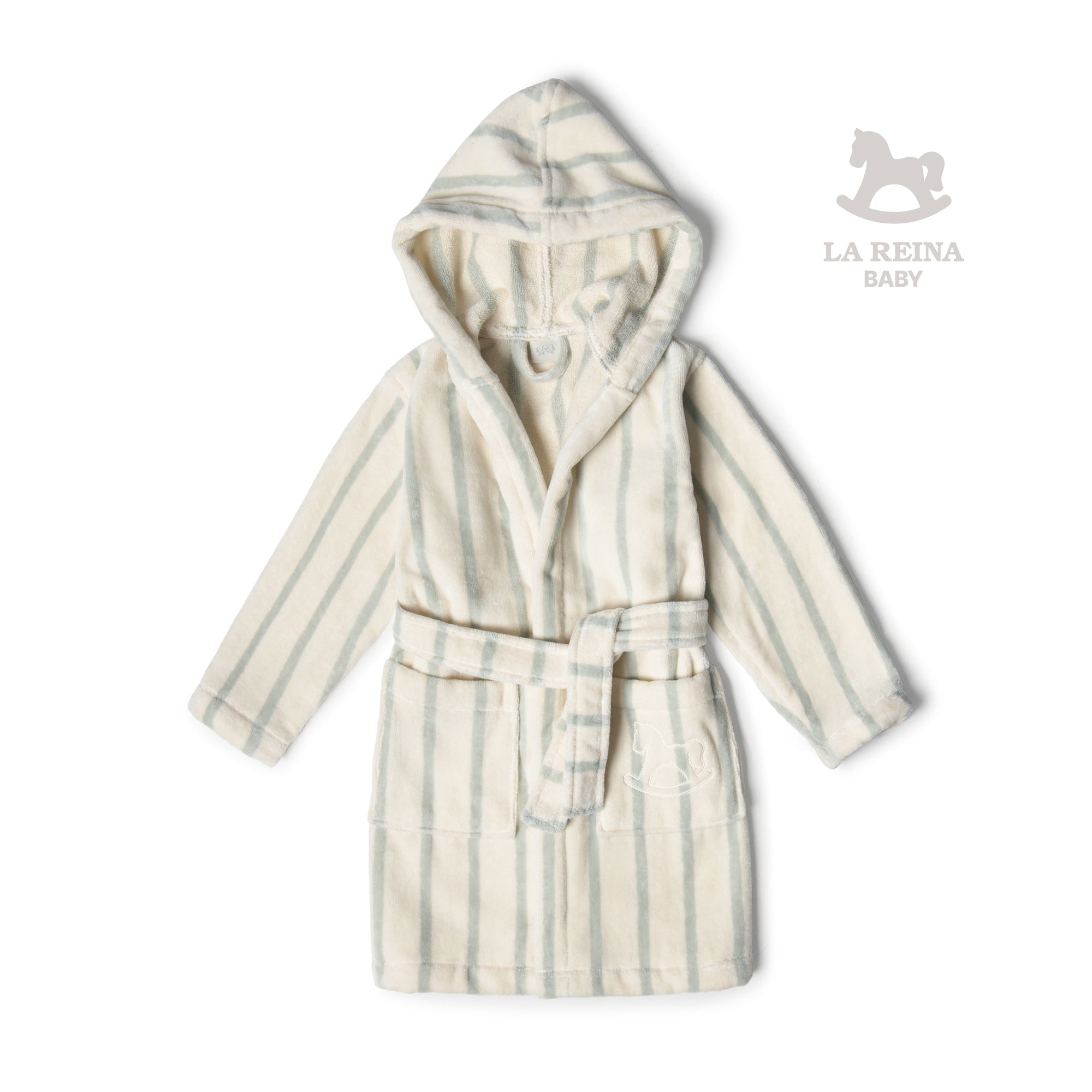 Velour Bathrobe Mint Stripe